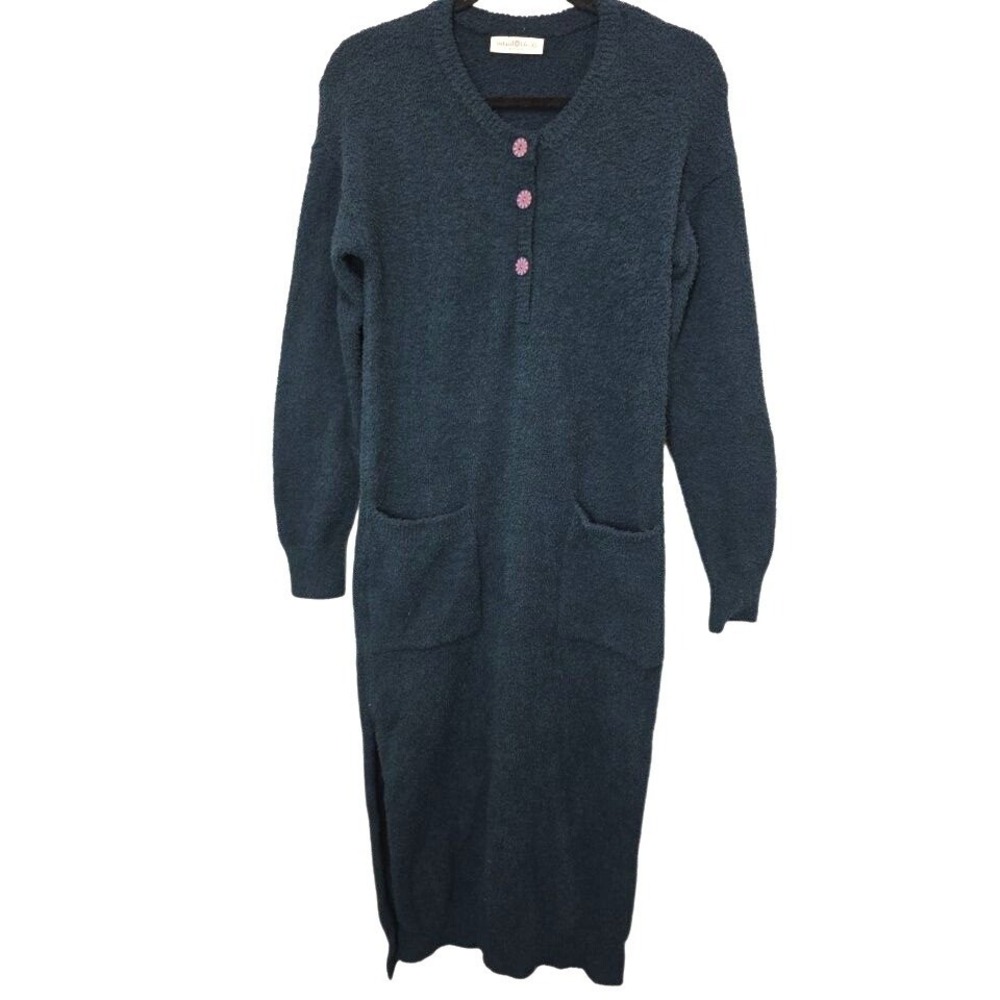 Natural Life Women's Green Cozy Teal Long Bouclé Knit Nightgown‎ Dress Size XS